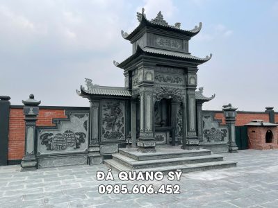 Lầu thờ đá (Long đình đá đẹp) ấn tượng, nổi bật tại khu lăng mộ.