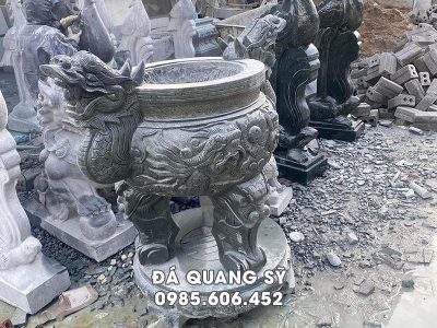 Mẫu Lư hương đá xanh rêu (Lư hương đá tròn)