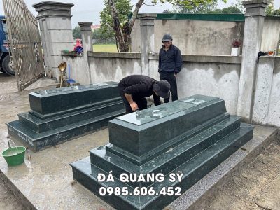 Mẫu Mộ công giáo đá xanh rêu Thanh Hóa (mộ chôn 1 lần)