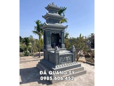 Mẫu Mộ đá 3 mái điển hình hiện nay (Mộ 3 mái đẹp) tại Làng đá Ninh Bình.