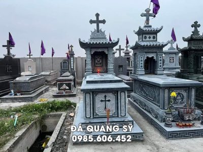 Mẫu Mộ đá công giáo đẹp có 1 mái và 2 mái tại Làng đá Ninh Bình.