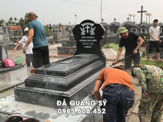 Mẫu Mộ đá granite công giáo chôn 1 lần đẹp (an táng 1 lần)