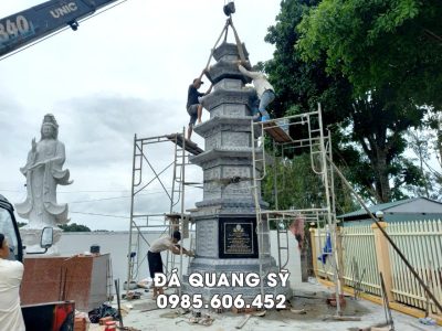 Bảo tháp đá - Mộ đá tháp 5 tầng mái cho Hòa Thượng tại Chùa