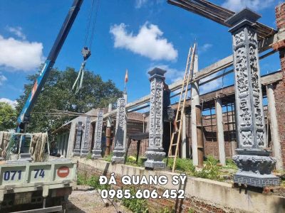 t Cột đá hoa văn Tứ Quý (Tùng, Cúc, Trúc, Mai) cho Nhà thờ họ