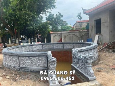 Lan can Giếng đá - Tường bao Giếng làng bằng đá xanh tự nhiên, nguyên khối.