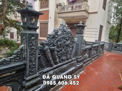 Mẫu Bình phong đá Nhà thờ họ kết hợp Lan can đá Nhà thờ đẹp