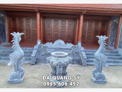 Mẫu Lư hương đá - Hạc đá - Chiếu đá tại Nhà thờ họ - Từ đường