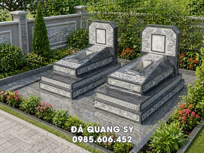 Mẫu Mộ đá 3 cấp đẹp - Mộ tam cấp đá xanh Thanh Hóa chất lượng