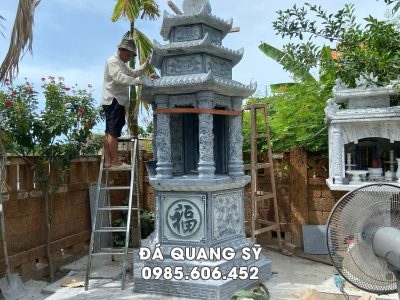 Mẫu Mộ đá Lục giác 3 mái - Mộ đá phật giáo