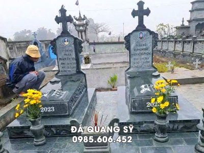 Mẫu mộ đá công giáo đẹp - Mộ đôi công giáo, giá hợp lý tại Ninh Bình