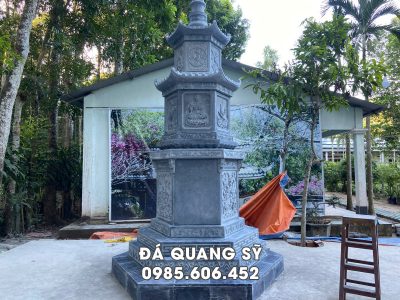 Mộ Tháp Đá khối 3 tầng mái đẹp, ấn tượng, chi tiết sắc nét, thi công chất lượng cao.