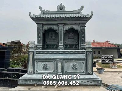 Tư vấn xây Mộ đá Hà Nội - Mẫu Mộ đá đôi 1 mái đẹp cho Bố Mẹ gia chủ tại Hà Nội