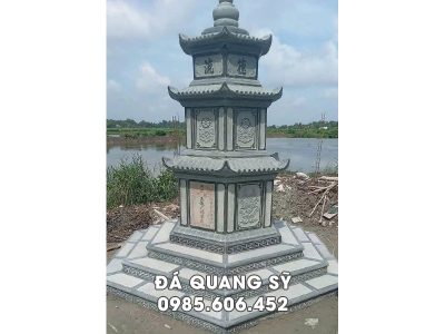 Tư vấn Xây Mộ Đá Tháp tại Cần Thơ - Tháp đá Lục giác 3 tầng mái
