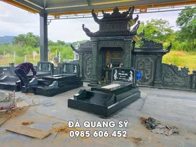 Tư vấn xây Nhà Mồ đá xanh kết hợp Mồ đá granite đẹp