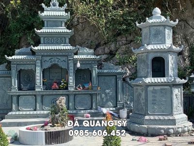 Xây Mộ tháp đá cho phần mộ của Bố Mẹ theo Mẫu mộ phật giáo.
