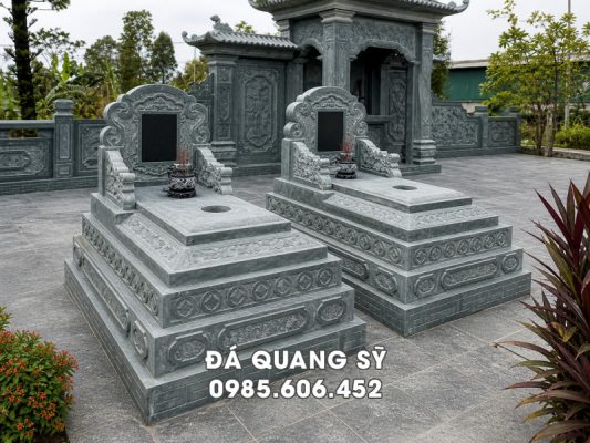 Mẫu Mộ đá xanh rêu đẹp, chất lượng tại Đá Quang Sỹ, làng nghề đá mỹ nghệ Ninh Bình.