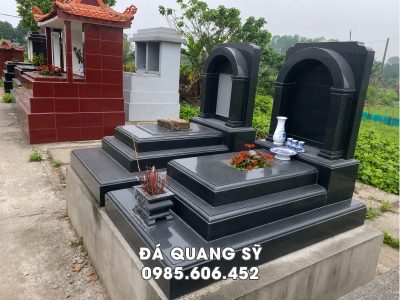Đặt Mộ Đá Granite Mái Vòm 3 Cấp Nguyên Khối Kích thước Rộng 89cm x Dài 147cm