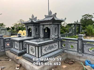 Kích thước Mẫu Mộ đá 1 mái đẹp (Mộ 1 mái) cho Cha Mẹ, Ông Bà