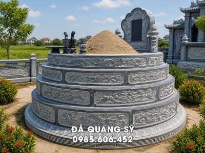 Mẫu Mộ đá tròn 5 cấp đẹp, chất lượng - Mộ Cụ Tổ Tròn Đẹp