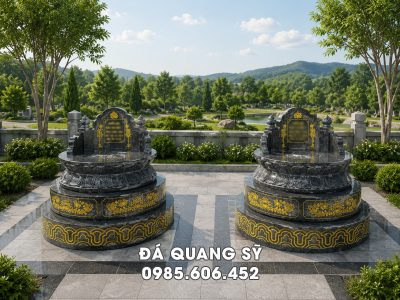 Mẫu Mộ đá tròn granite cao cấp tại Làng đá Ninh Bình