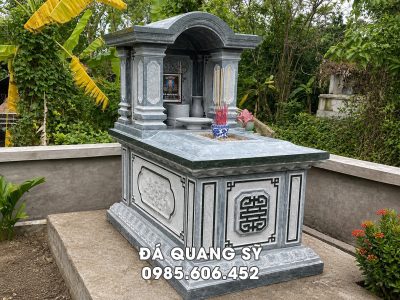 Mẫu Mộ đá xanh rêu 1 mái Cong đẹp, chất lượng