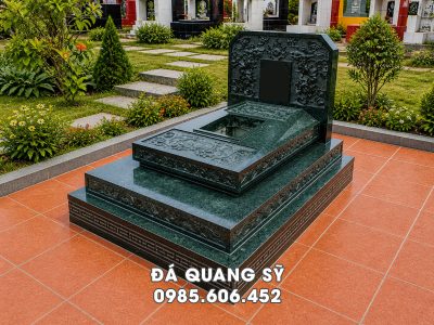 Mẫu Mộ đá xanh rêu đẹp, cao cấp, hoa văn sắc nét, tinh tế
