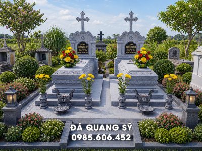 Xây Mộ đá Công giáo đá xanh tự nhiên chất lượng trên toàn quốc