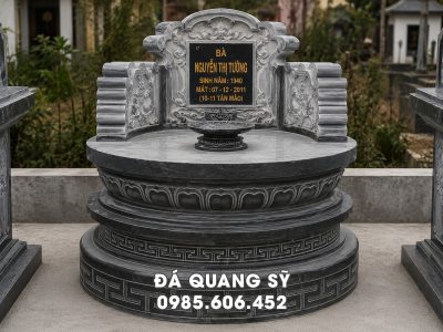 Mẫu Mộ Tròn Đá Xanh Đen - Mộ Đá Tròn Truyền Thống Tại Đá Ninh Bình